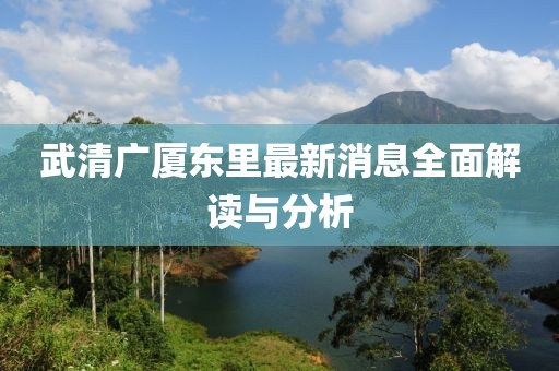 武清廣廈東里最新消息全面解讀與分析