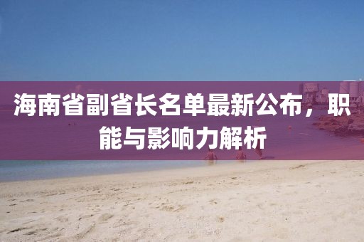 海南省副省長名單最新公布，職能與影響力解析
