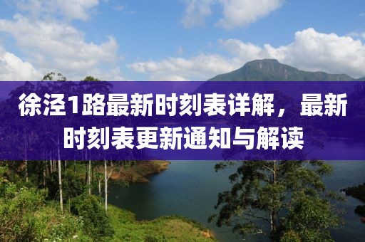 徐涇1路最新時刻表詳解，最新時刻表更新通知與解讀