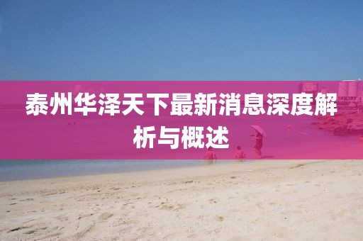 泰州華澤天下最新消息深度解析與概述