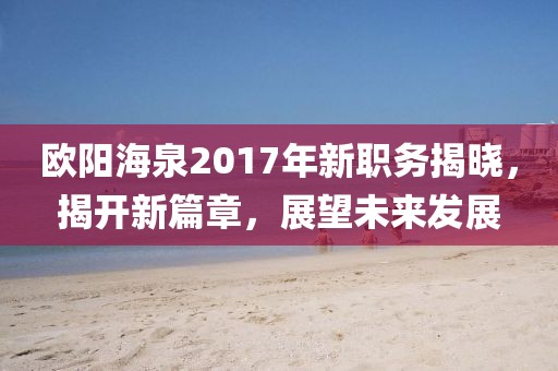歐陽海泉2017年新職務(wù)揭曉，揭開新篇章，展望未來發(fā)展