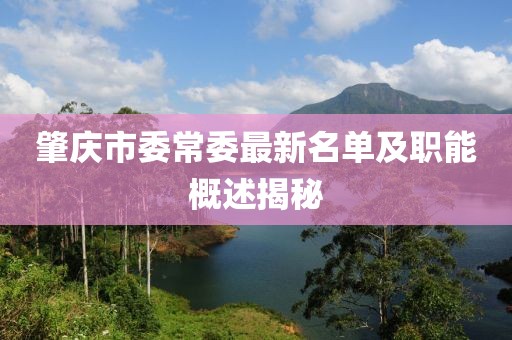 肇慶市委常委最新名單及職能概述揭秘