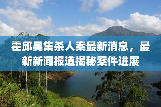 霍邱吳集殺人案最新消息，最新新聞報(bào)道揭秘案件進(jìn)展