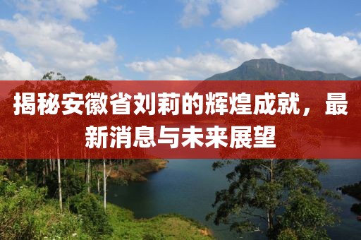 揭秘安徽省劉莉的輝煌成就，最新消息與未來(lái)展望