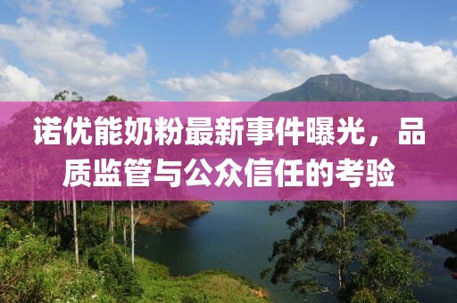 諾優(yōu)能奶粉最新事件曝光，品質(zhì)監(jiān)管與公眾信任的考驗(yàn)