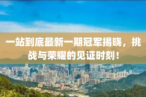 一站到底最新一期冠軍揭曉，挑戰(zhàn)與榮耀的見證時(shí)刻！