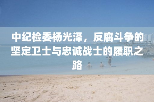 中紀(jì)檢委楊光澤，反腐斗爭(zhēng)的堅(jiān)定衛(wèi)士與忠誠(chéng)戰(zhàn)士的履職之路