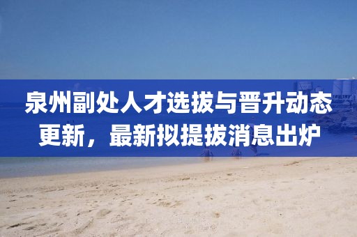 泉州副處人才選拔與晉升動態(tài)更新，最新擬提拔消息出爐