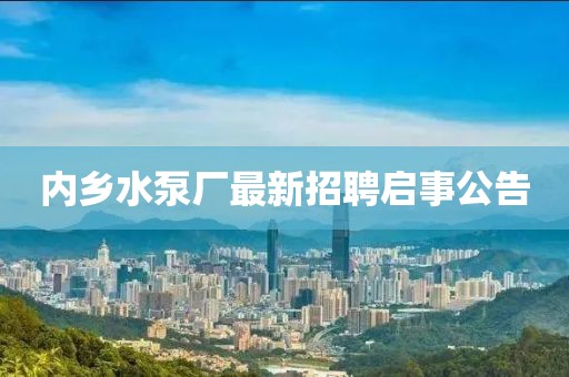 內(nèi)鄉(xiāng)水泵廠最新招聘啟事公告