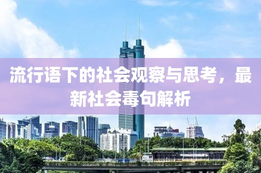 流行語(yǔ)下的社會(huì)觀察與思考，最新社會(huì)毒句解析