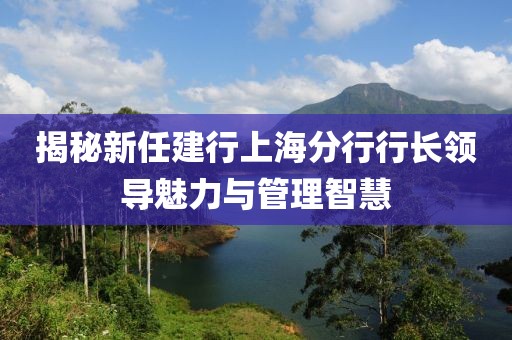 揭秘新任建行上海分行行長領導魅力與管理智慧