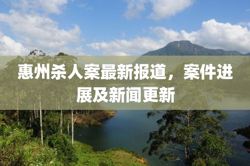 惠州殺人案最新報(bào)道，案件進(jìn)展及新聞更新