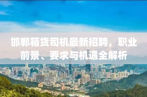 邯鄲箱貨司機(jī)最新招聘，職業(yè)前景、要求與機(jī)遇全解析