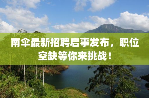 南傘最新招聘啟事發(fā)布，職位空缺等你來(lái)挑戰(zhàn)！