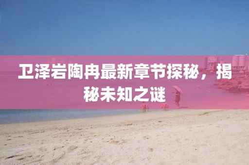 衛(wèi)澤巖陶冉最新章節(jié)探秘，揭秘未知之謎